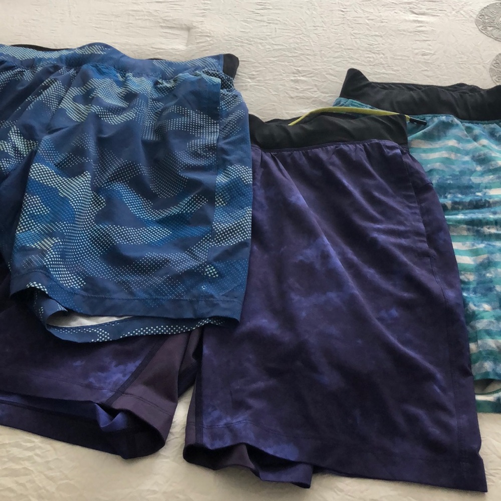 3 pairs of Lululemon men’s shorts with liners NWOT